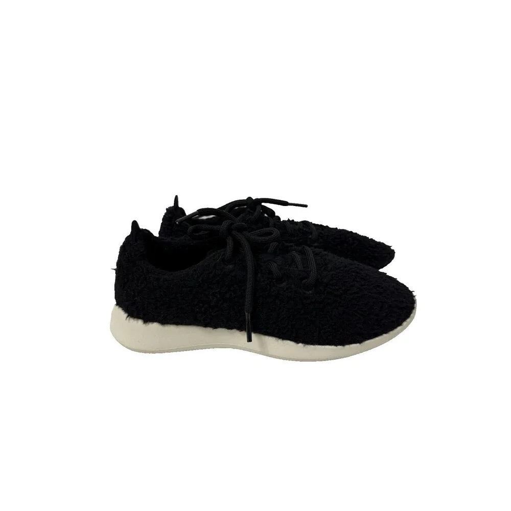 Allbirds Women’s Wool Runner Fluff Sneakers Black White Size 8